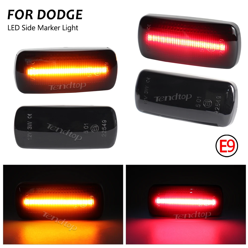 4pcs Front Amber Rear Red LED Car Side Marker Lights Dually Bed Fender For 2010-2018 Dodge RAM 2500HD 3500HD Dual Rear Wheels