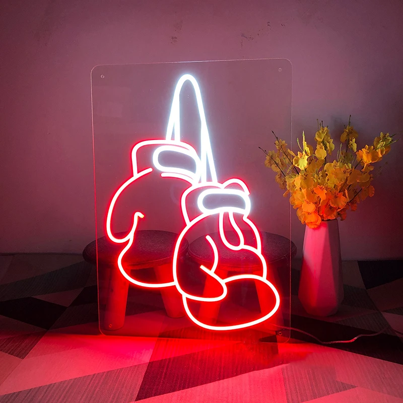 

Boxing Gloves Led Neon Sign Light for Gym Wall Decor USB Switch Acrylic Neon Sign Gym Room Decor Xmas Gift