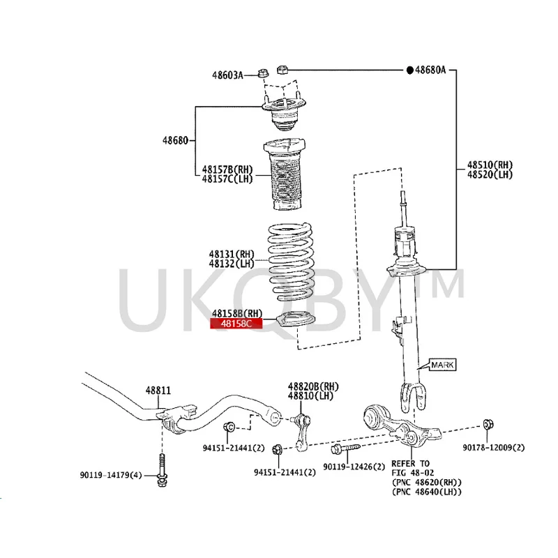 4815830020 To yo ta  Mirai Front spiral spring lower right vibration isolation pad