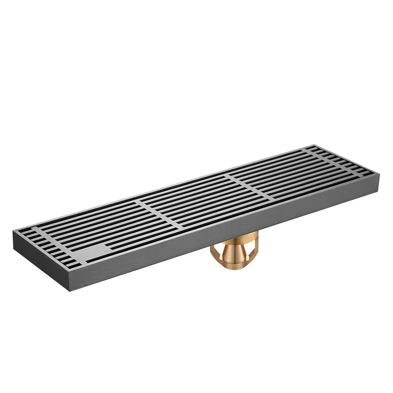 Custom grille long gray deodorant floor drain shower diamond type 304 stainless steel side row barrier-free floor drain