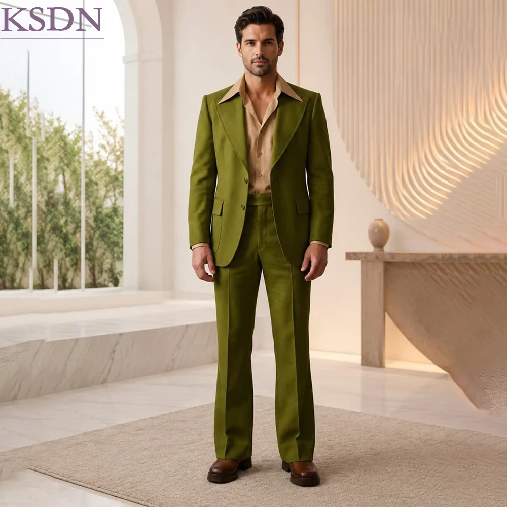 Dinner Men's Suits Solid Color Classic Fit Single Breasted Blazer Formal Event 2 Piece Jacket Pants Sets Luxury Male Clothing