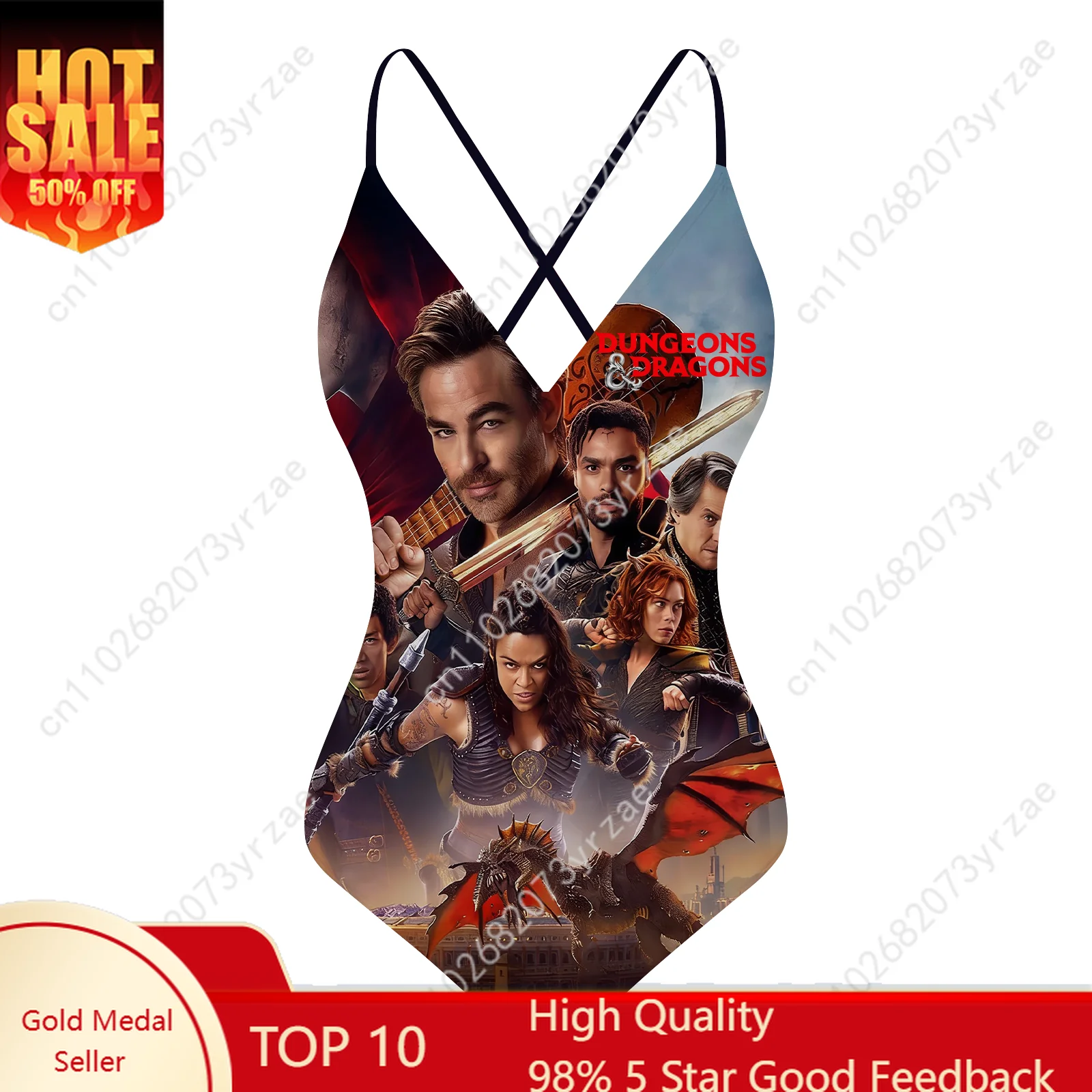 

Dungeons Dragons V-neck Halter Back Swimsuit Womens Bathing Suits Pool Party Swimwear Fashion Sexy Bikini Custom Bathing Suits
