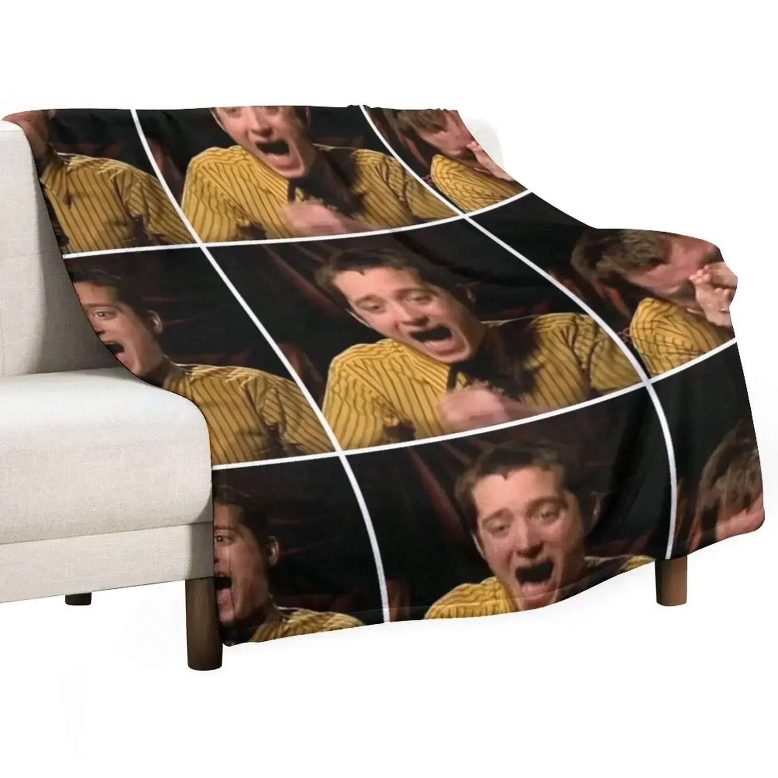 

elijah wood laughing Throw Blanket Color Fast Cozy Throw Blanket