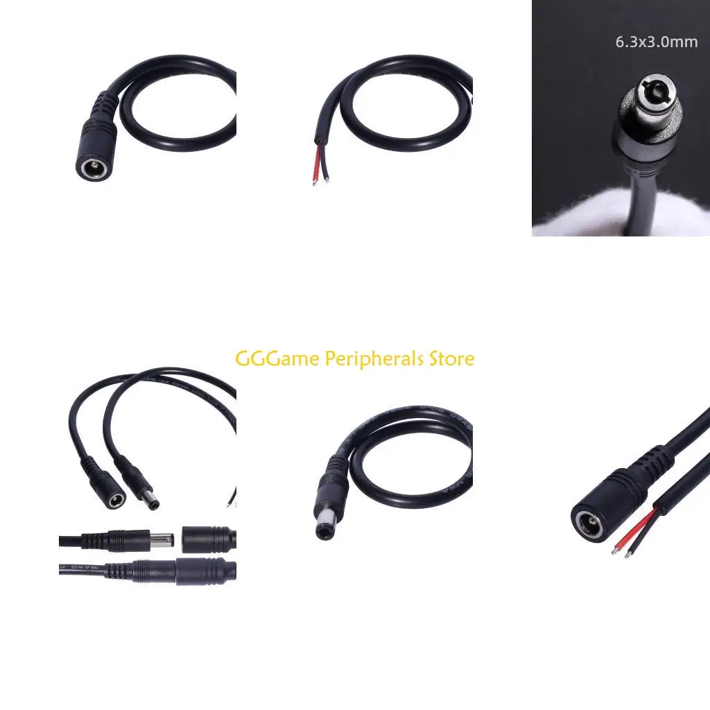 U55B DC6330 Male Plug to Open End Cable 6.3mmx3.0mm Plug DC6330 Power Pigtails Cable for Computer Power Supply Repair 1FT