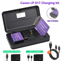 PALO LP E17 LP-E17 Battery with Type-C Input for Canon EOS 200D M5 M6 750D 760D T6i T6s 800D RP Kiss X8i with LCD Charger Case