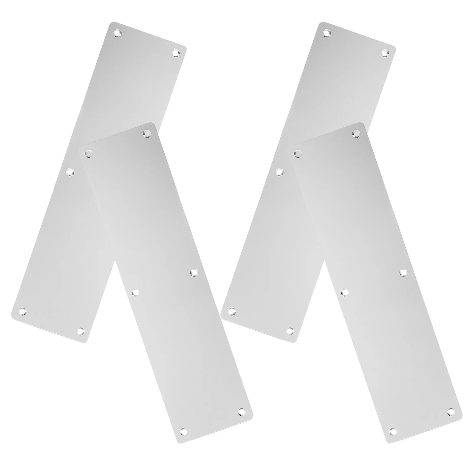 4Pcs Fire Rated Stainless Steel Door Push Plate Corrosion Resistant Commercial Entry Door Protector Panel 8 Hole Push Plate