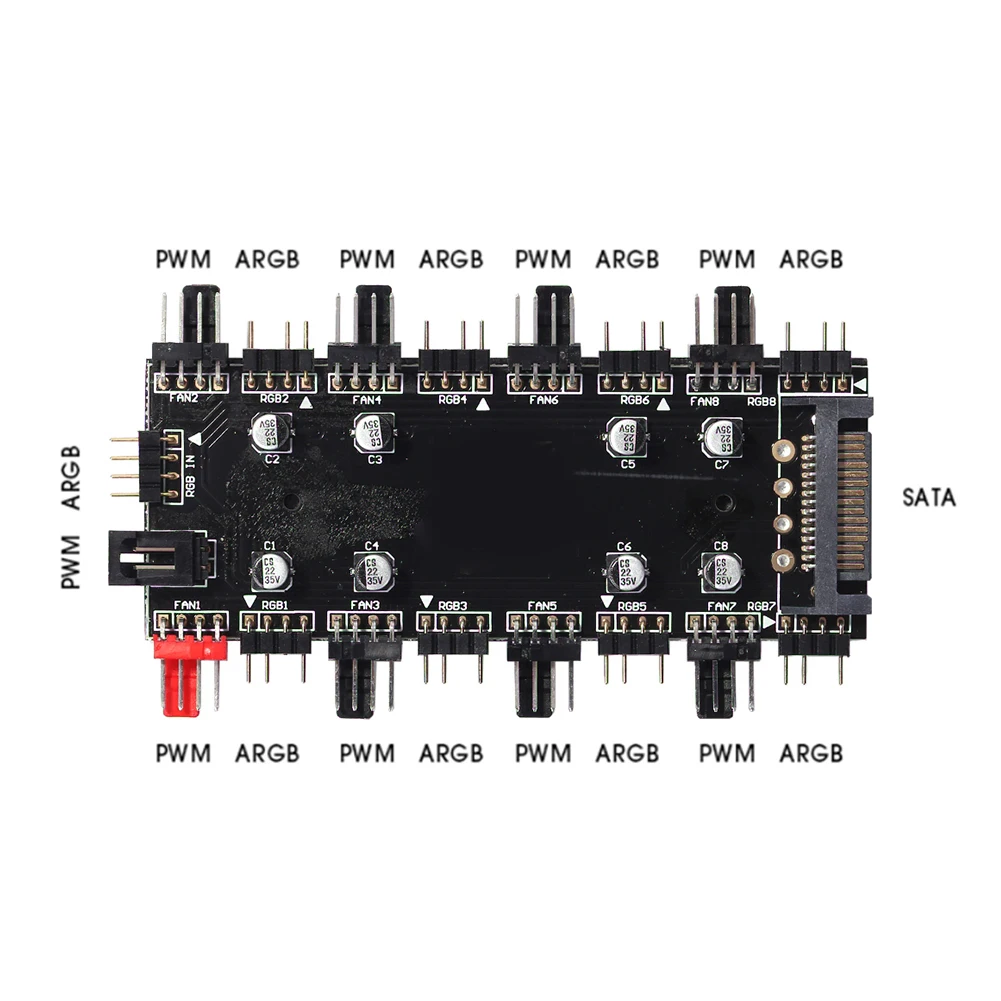 

12 В, 4 контакта/5 В, 3 контакта, 1–8, многосторонний разветвитель, источник питания SATA, ARGB/RGB, ШИМ-концентратор, вентилятор, концентратор, разветвитель с кабелем, разветвитель полос RGB