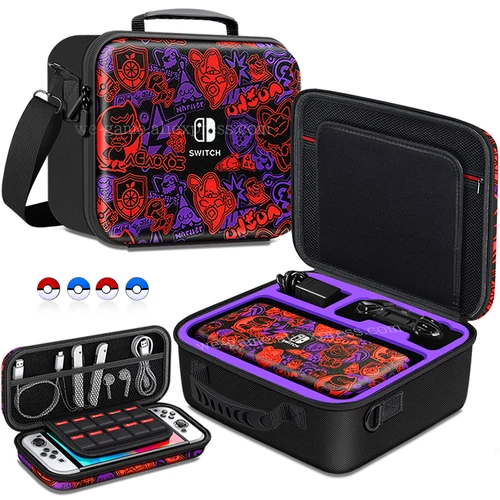 Imagen 1 del producto El más nuevo estuche de transporte lindo Nintend SwitchOLED tema violeta escarlata funda dura bolso de hombro de almacenamiento para Nintendo Switch OLED