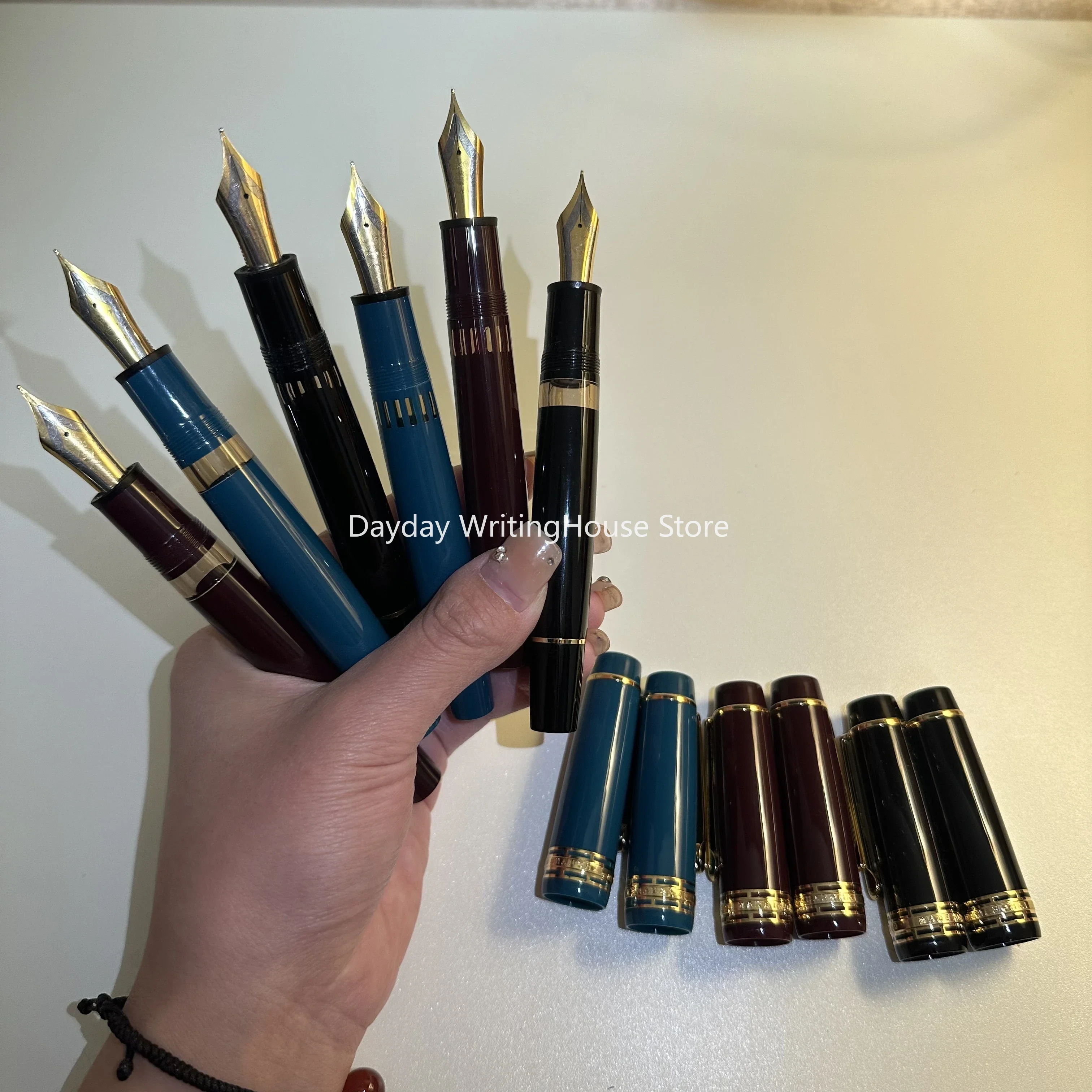 Smooth Wingsung 630 Resin Fountain Pen 8# Iraurita Fine Nib Brief Piston Gold Clip Pen Business Writing School Stationery Gifts