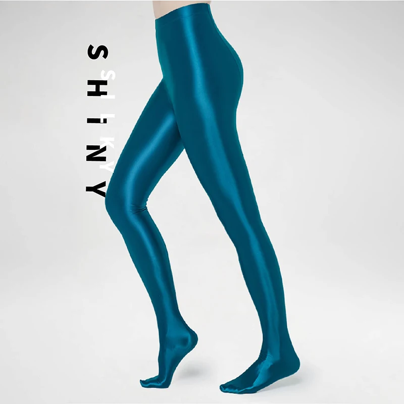 Glossy Shiny Satin Opaque Tights Leggings Sexy Silk Smooth Glitter Stockings Japanese High Waist Plus Size Clud Party Pantyhose