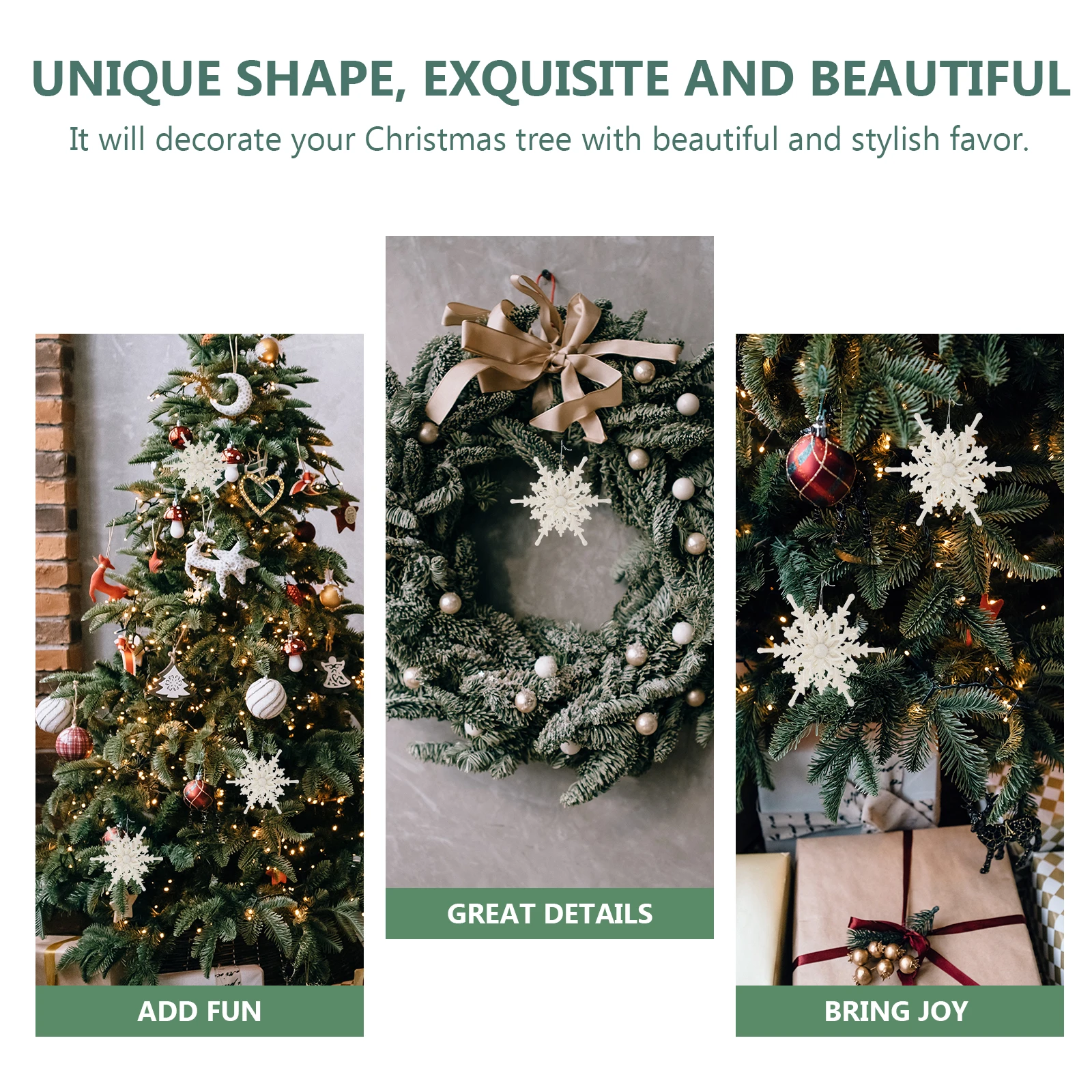 

5 Pcs Three-dimensional Snowflake Pendant Tree Decorations Craft Plastic Ornaments Shape Hanging for Home Winter