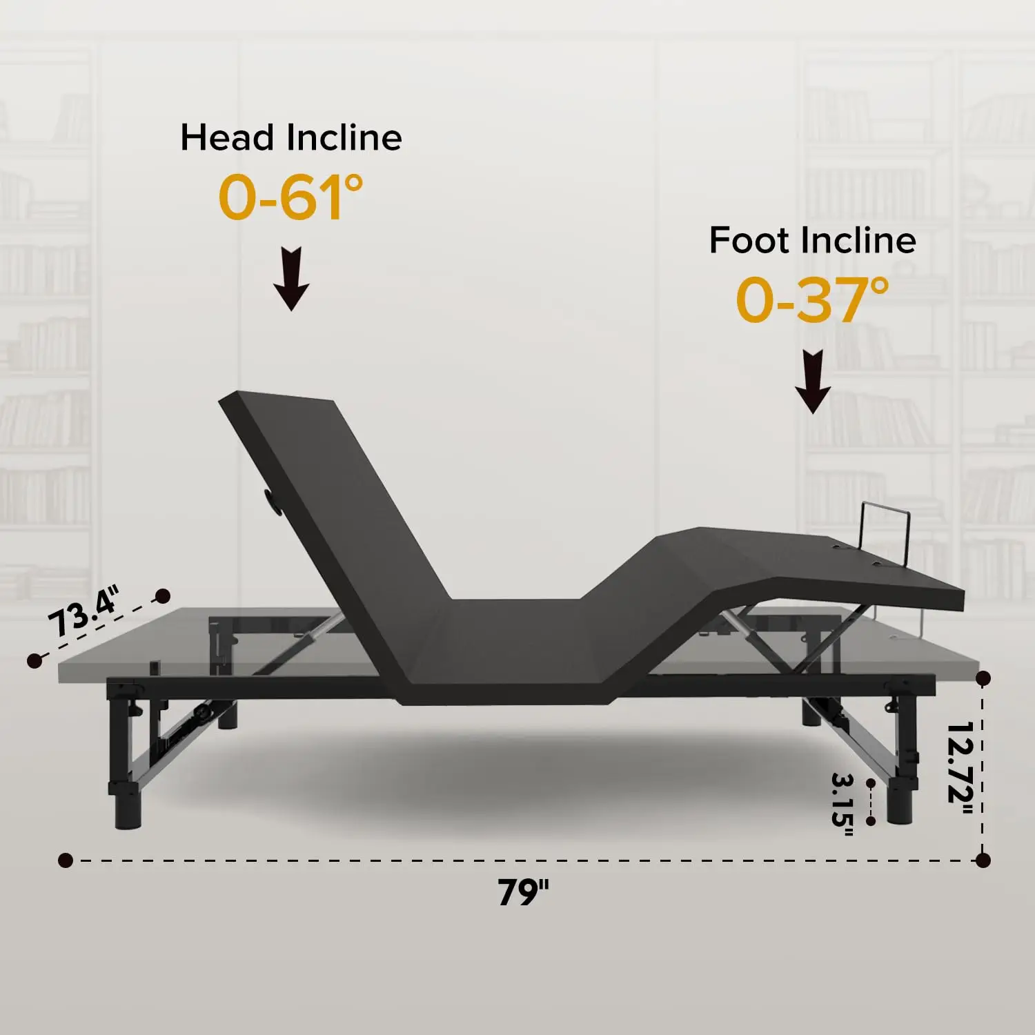 King Adjustable Electric Bed Frame, Head & Foot Incline, Wireless Remote, Zero Gravity & 4 USB Ports, Custom view 2