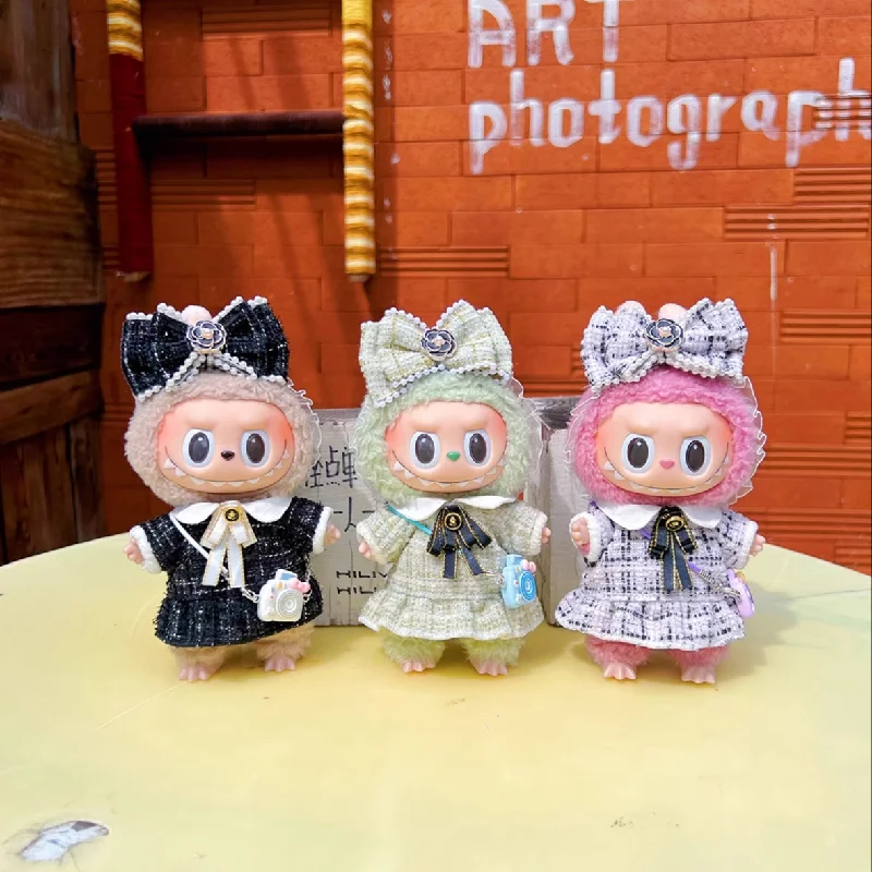 

For Clothing 17cm Labubu Clothes Heartbeat Macaron Vinyl Labubu Doll Clothes For Changing Or Changing Other Cotton Dolls Clothes
