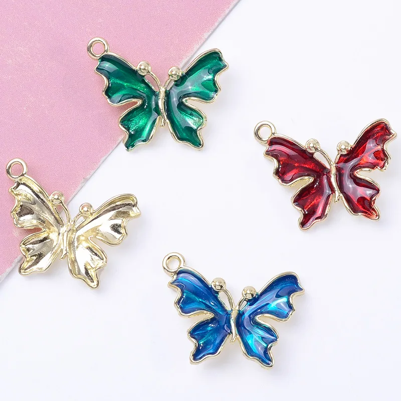 

100Pcs sets DIY handmade color retention electroplating pendant material dripping oil butterfly accessories spot wholesale