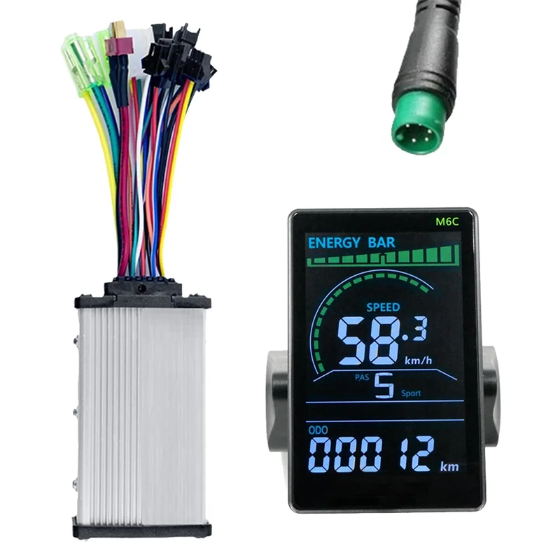 

M6C Electric Bike LCD Display+36V 350W Sine Wave Controller E Scooter LCD Panel Color Screen with USB for E-Bike(5PIN)