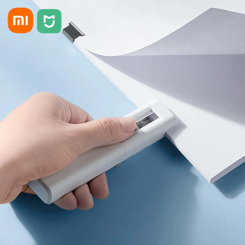 

Xiaomi Mijia Hand Paper Clipper With 168 Refills Metal Pusher Stapler Paper Clips For Document Binding Stationery Supplies Tools