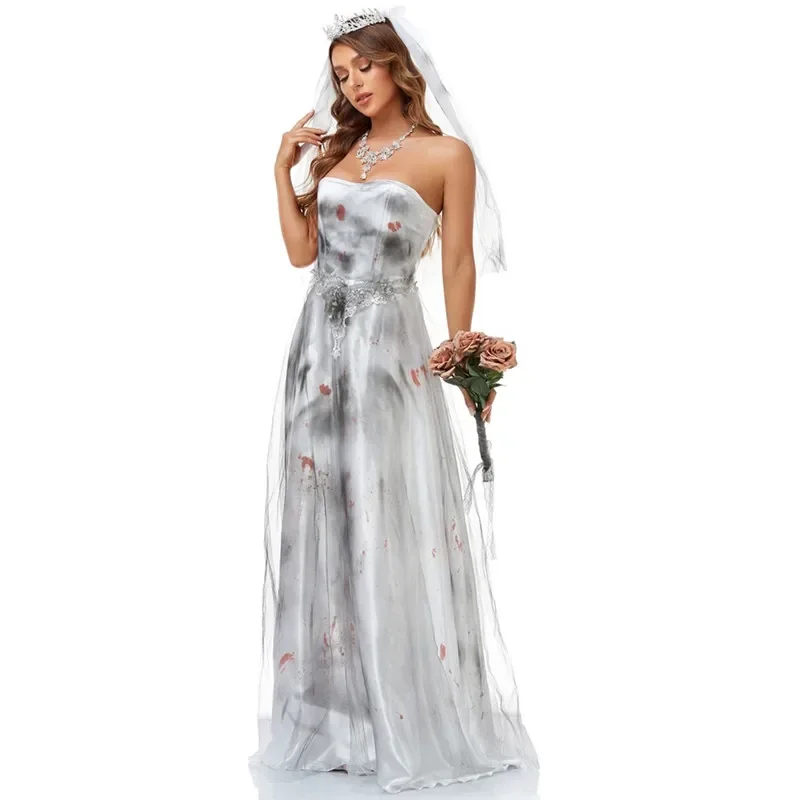 Halloween Cosplay Scary Ghost Bride Vampire Women Masquerade Costume