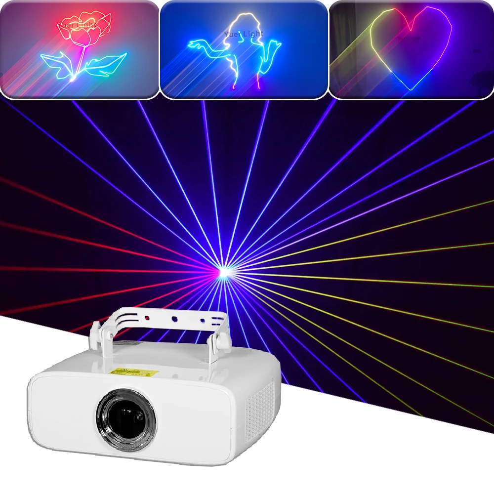 2W Full Color Animation Laser Light DMX512 12CH Scaning Pattern Party Effect Projector For DJ Disco Stage Wedding Bar Nightclub