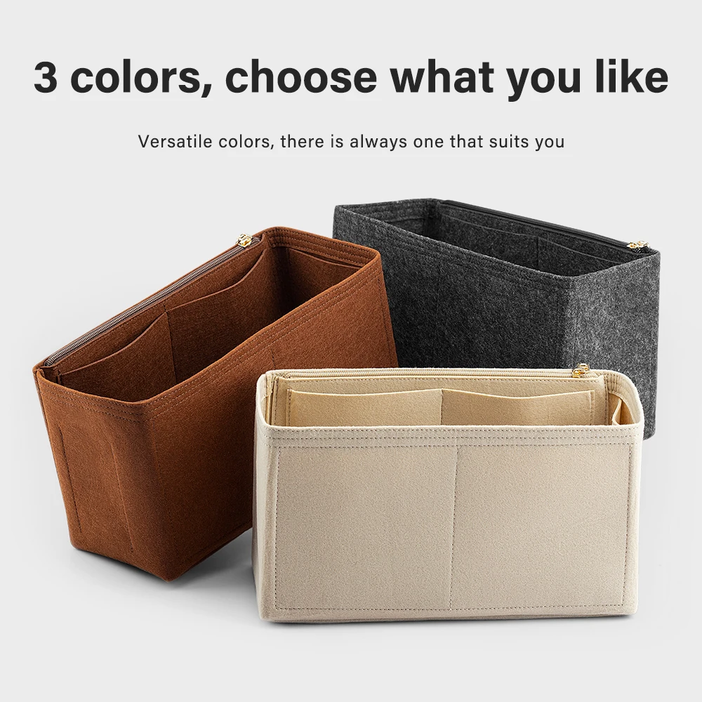 WUTA Inner Bags For Coach Felt Insert Bag Makeup Handbag Organizer Travel Purse Portable Zipper Cosmetic Bags Storage Tote