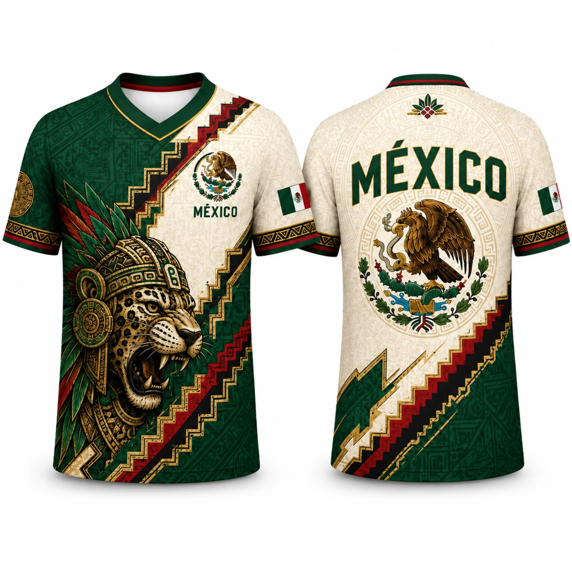 Retro Maya Totem Mexican Eagle Snake 3D Printed Men's and Women's Loose Breathable Mesh Supporting Short Sleeves