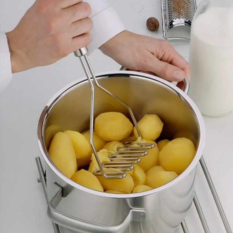 Stainless Steel Potato Masher Potato Crusher Wave Shape Cutter Kitchen Accessories Kitchen Gadget Cooking Tools Mashed Potato