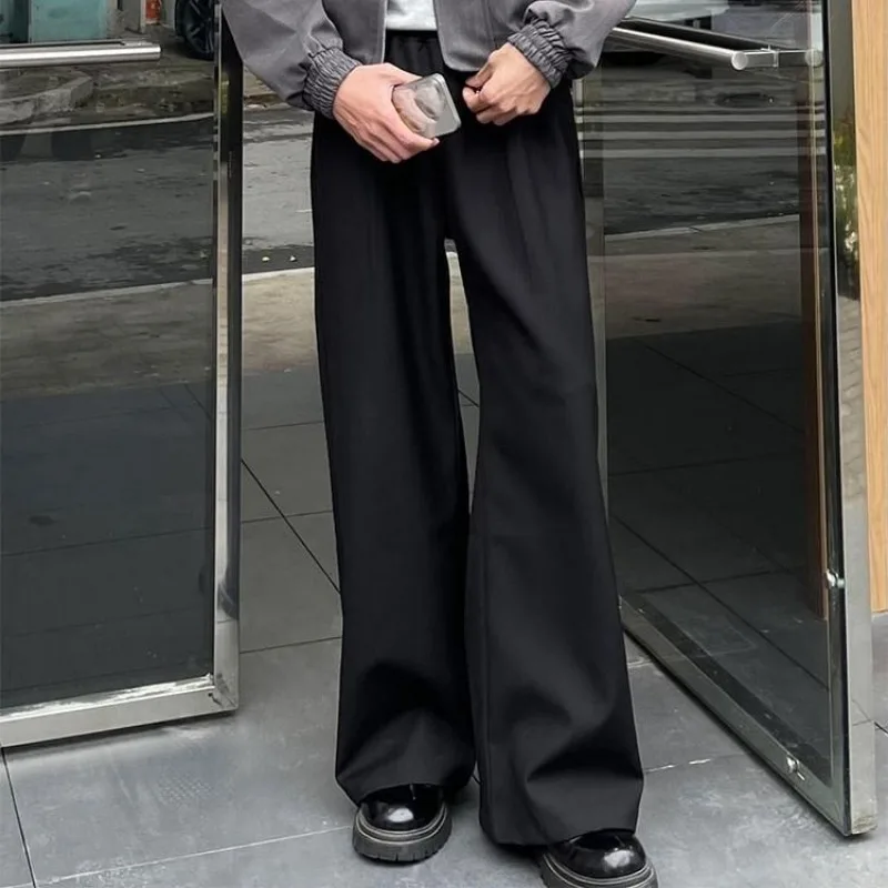 

Men's Black Wide Leg Suit Pants Loose Fit Straight-leg Trousers Casual Streetwear Bot