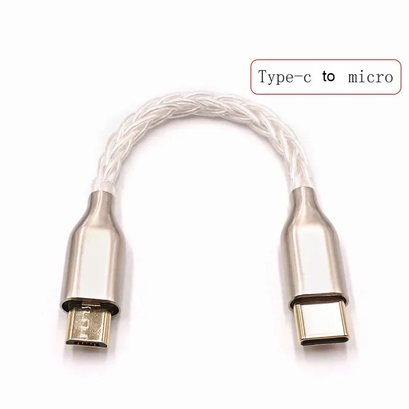 New 8-core 5N sterling silver Audio Cable Type-c to typec to Lightning to Micro USB-A USB-B For HiFi Headphone OTG Adapter