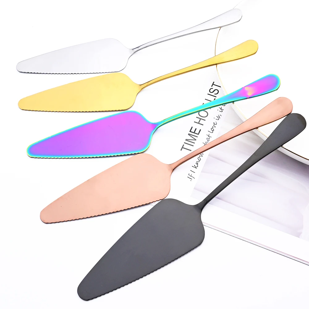 Drmfiy Colorful Dinnerware Set Stainless Steel Cutlery Cake Shovel Knife Pizza Cheese Cake Cake Spatula Baking Accessories Tools