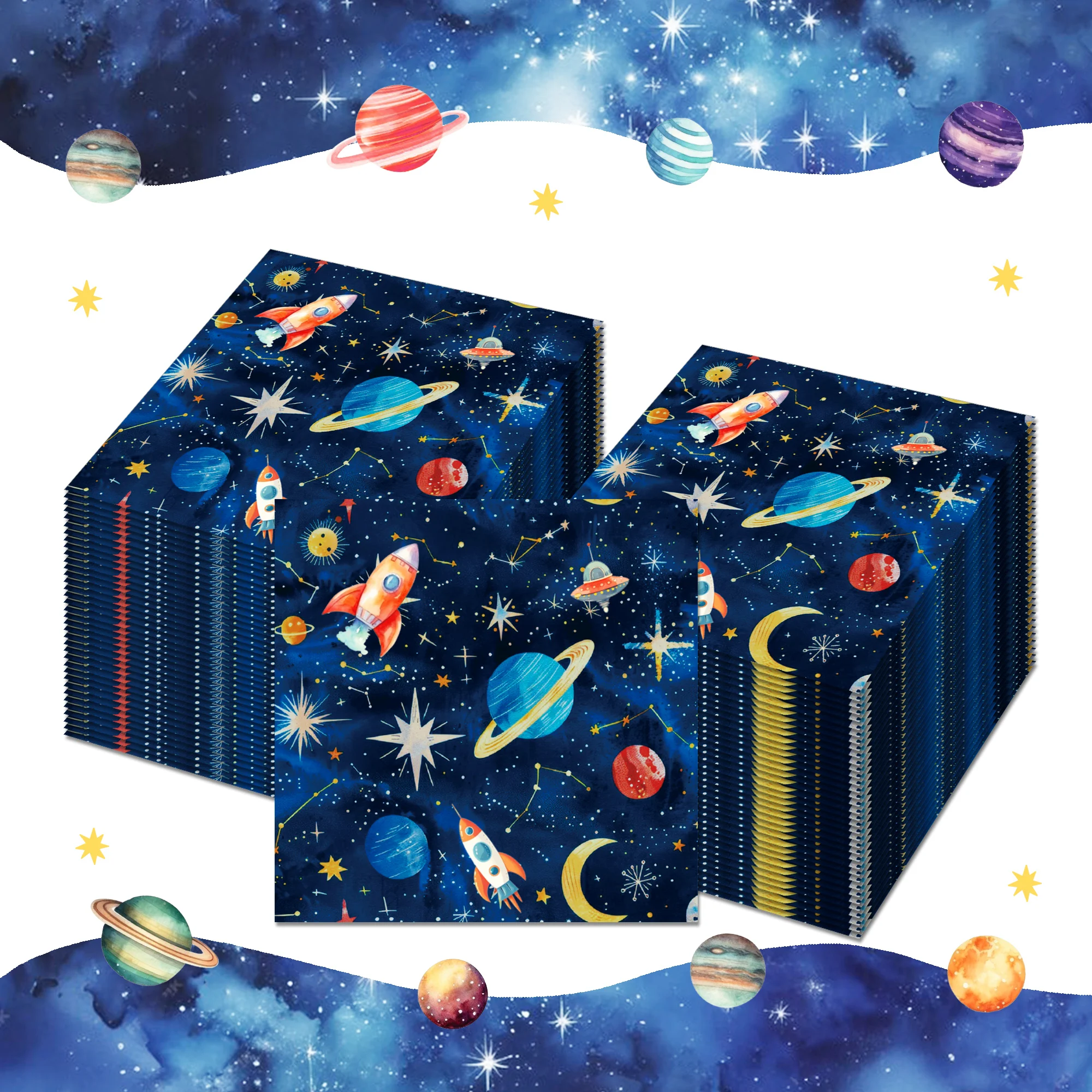 Weltraum Einweggeschirr Astronaut Teller Tassen Tischdecke Servietten Geschirr für Babyparty Geburtstag Party Dekoration – Detail 2