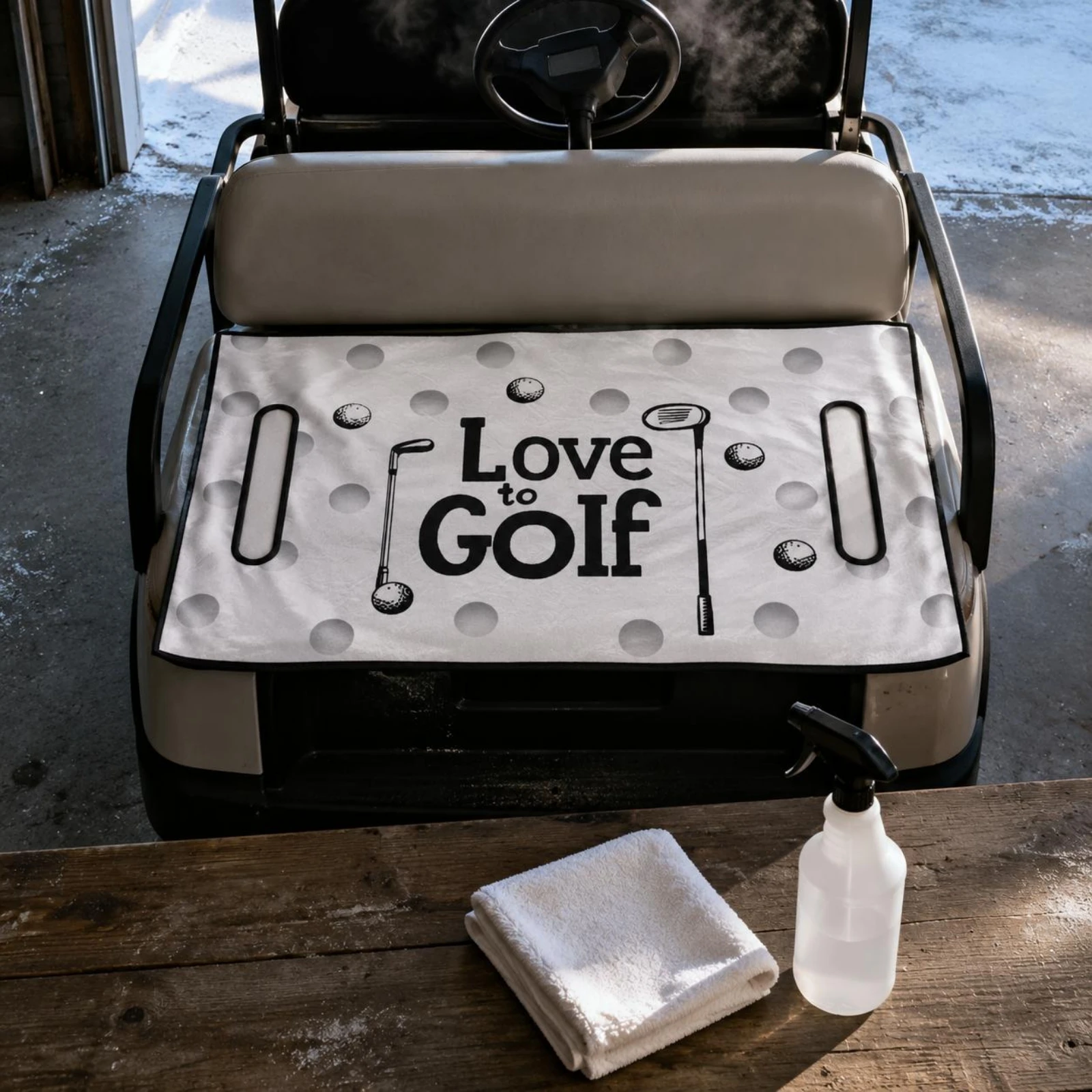 Golf Vehicle Seat Cover Black Trimmed Border Printed Golf Seat Cover Recreation Gear Secure Secure and Simple to Install