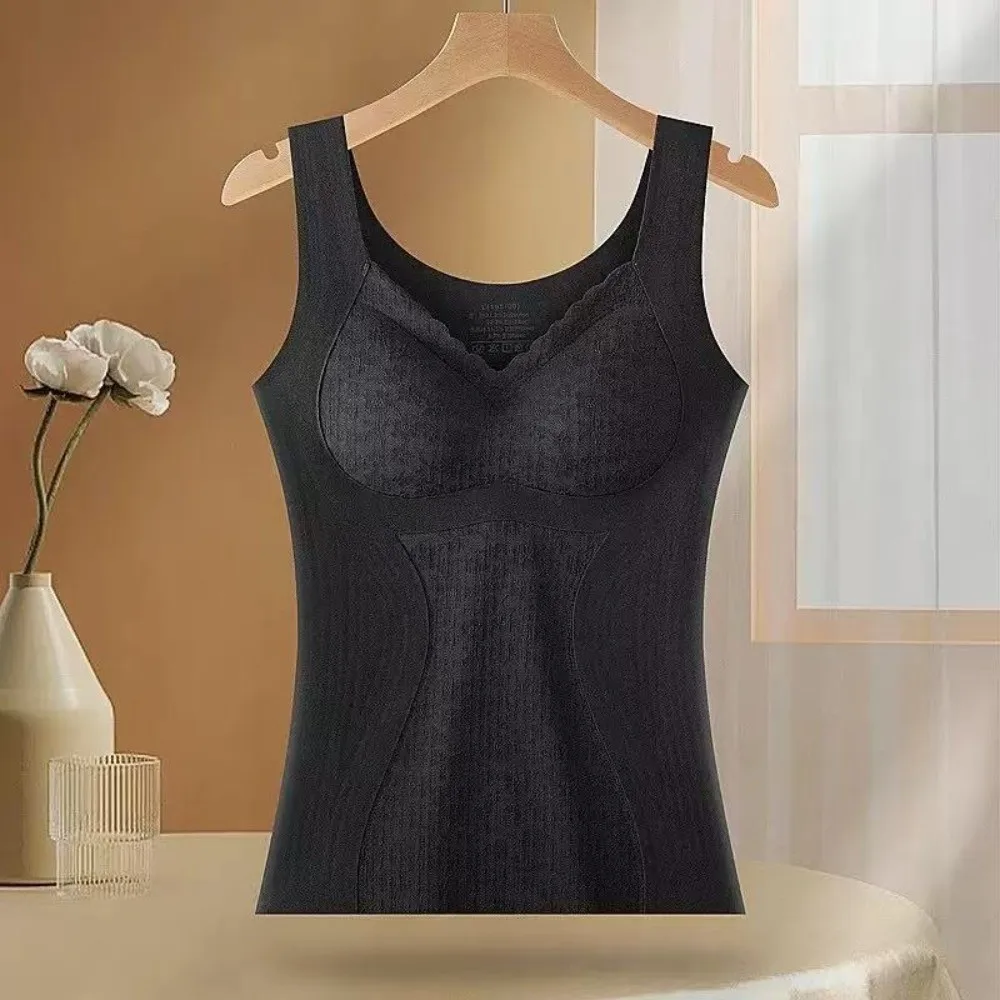 Thermo-Unterwäsche aus Spitze, Kaschmir, ärmellos, schlankmachende Wolle, Thermo-Shapewear, Leibchen, Samt, Fleece, Bauchkontrolle