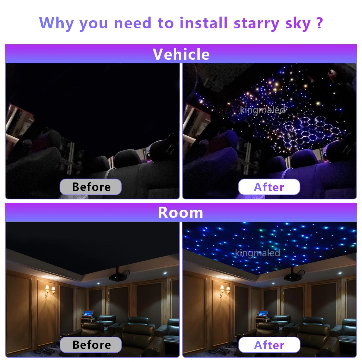 20W RGBW Double Head Car Starry Sky Music Control Car Roof Star Fiber Optic Star Ceiling kit Smart APP Twinkle Fiber Optic Light