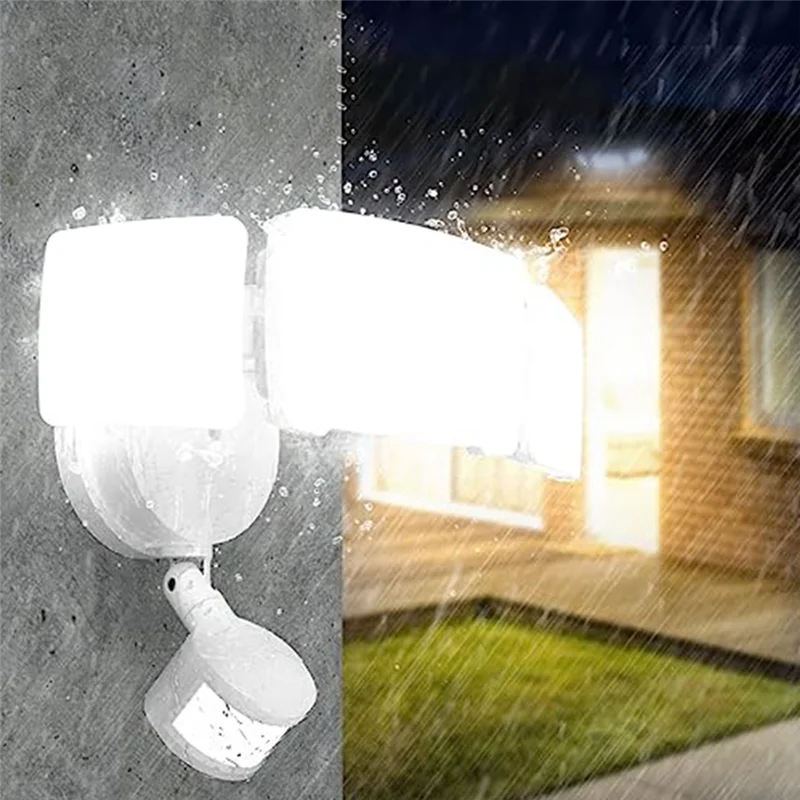 Luz de seguridad, luz de inundación de detección de movimiento ajustable IP65 impermeable, luz con sensor de movimiento al aire libre para garaje, patio