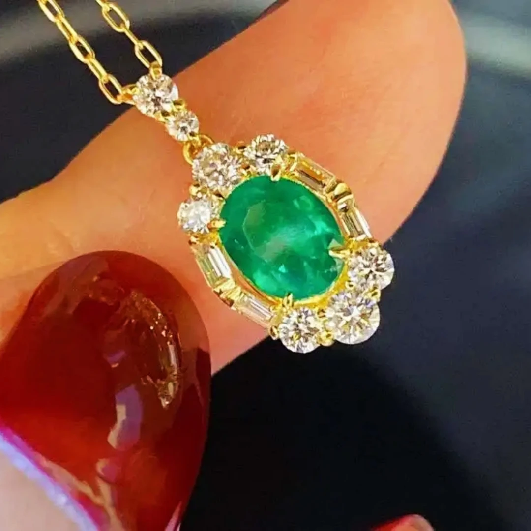 

KJJEAXCMY fine jewelry 925 Sterling Silver natural emerald girl new Pendant Necklace Christmas Birthday gift Party support test