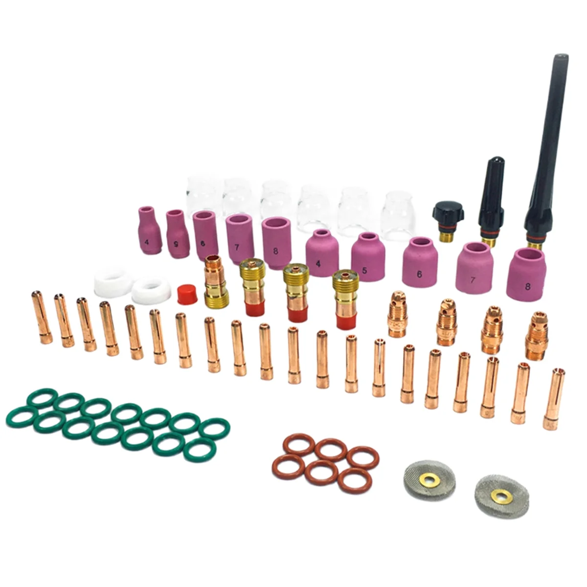 2025+ 71pcs TIG Welding Torch Accessories Kit Alumina Nozzle Collets Body Stubby Lens 12 Glass Cup Consumables Kit