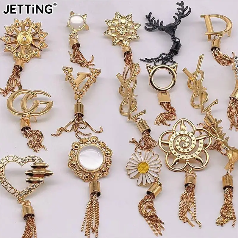 Exquisite Metal Cute Deer Clasp Buckle Buckles Bag Purse Hat Decor With Tassel Hardware DIY Leather Craft Accessories Golden