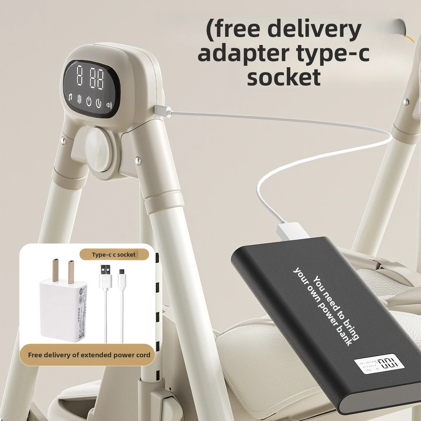 كرسي أطفال ذكي عالي 6 في 1 قابل للطي ومتعدد الاستخدام لحديثي الولادة إلى الأطفال الصغار مع كرسي هزاز كهربائي يعمل بالبلوتوث #5