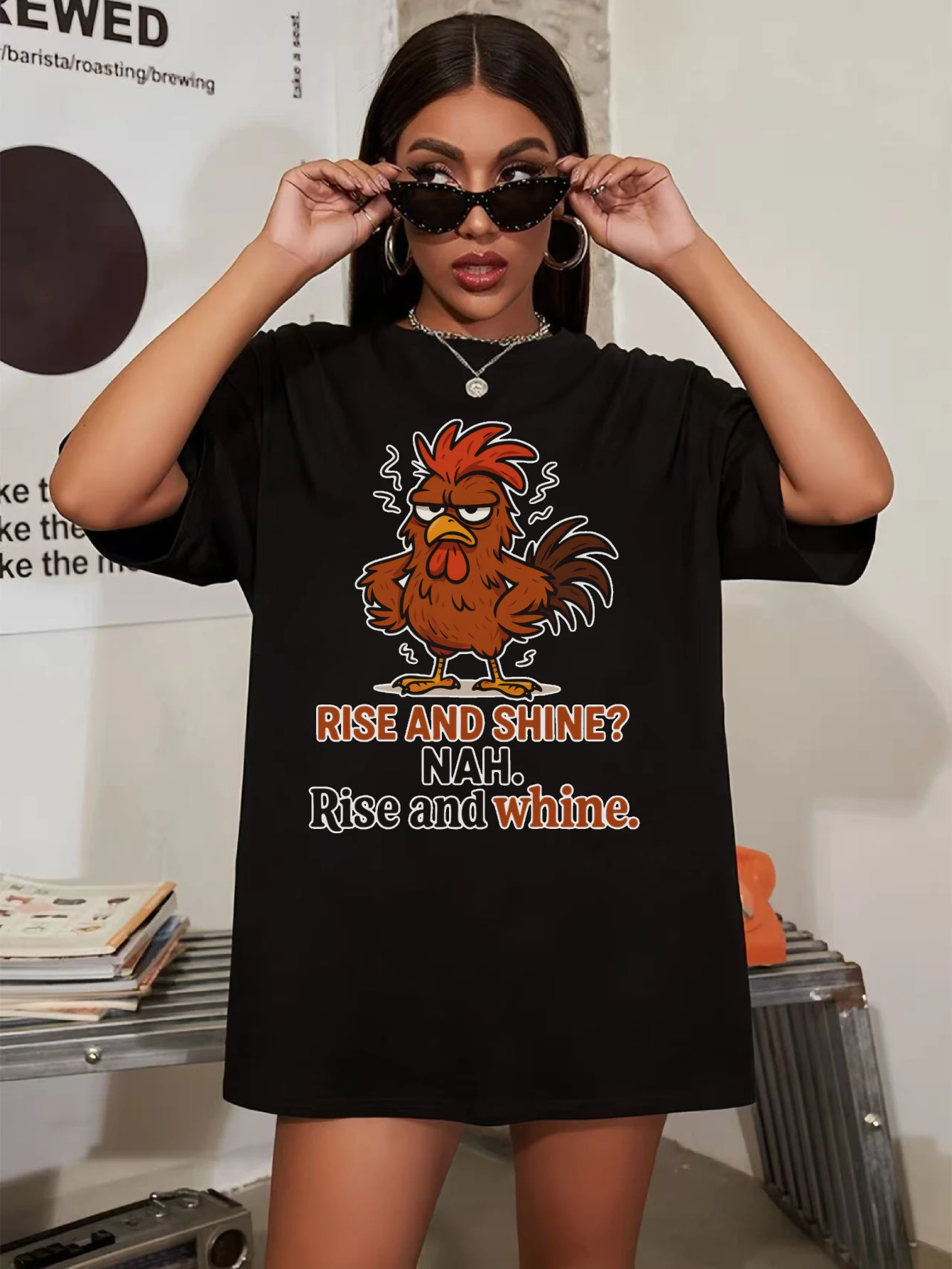 

Funny Animal Quotes Women’s Plus Size Black Round Neck T-Shirt Comfortable Halloween Autumn Clothing Soft Holiday Fall Top