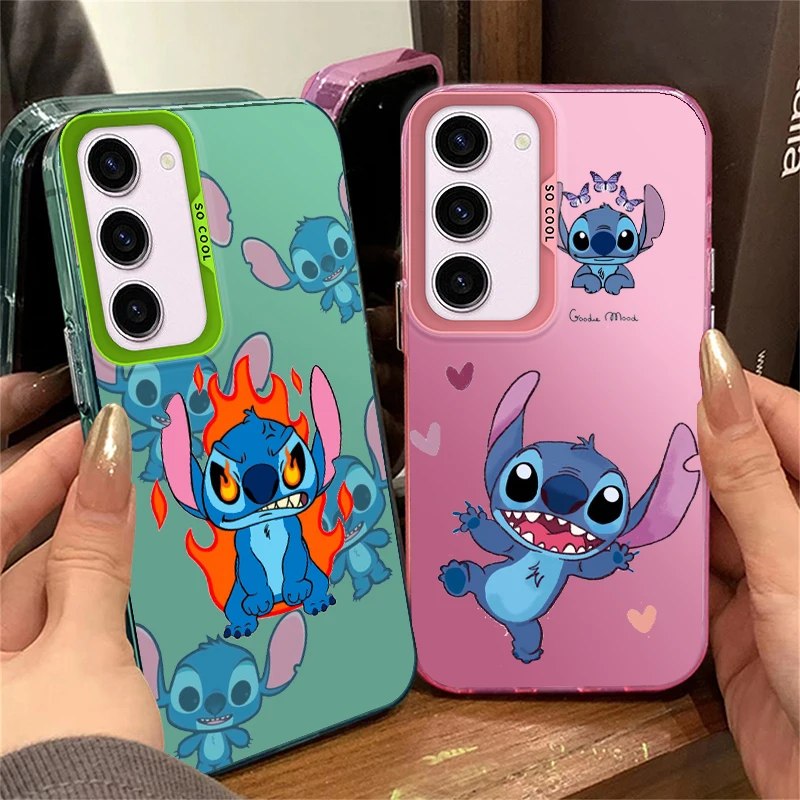 Cool Disney Stitch For Samsung Galaxy A71A15 A52 A34 A54 A33 A21S 4G 5G Fashion Colorful Silver Phone Case