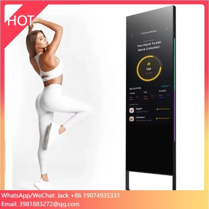 32 43 بوصة مرآة اللياقة البدنية الذكية مرآة تركيب افتراضي شاشة تعمل باللمس التفاعلية مرآة سحرية لممارسة التمارين الرياضية/الرياضة/صالة الألعاب الرياضية/اليوغا #1