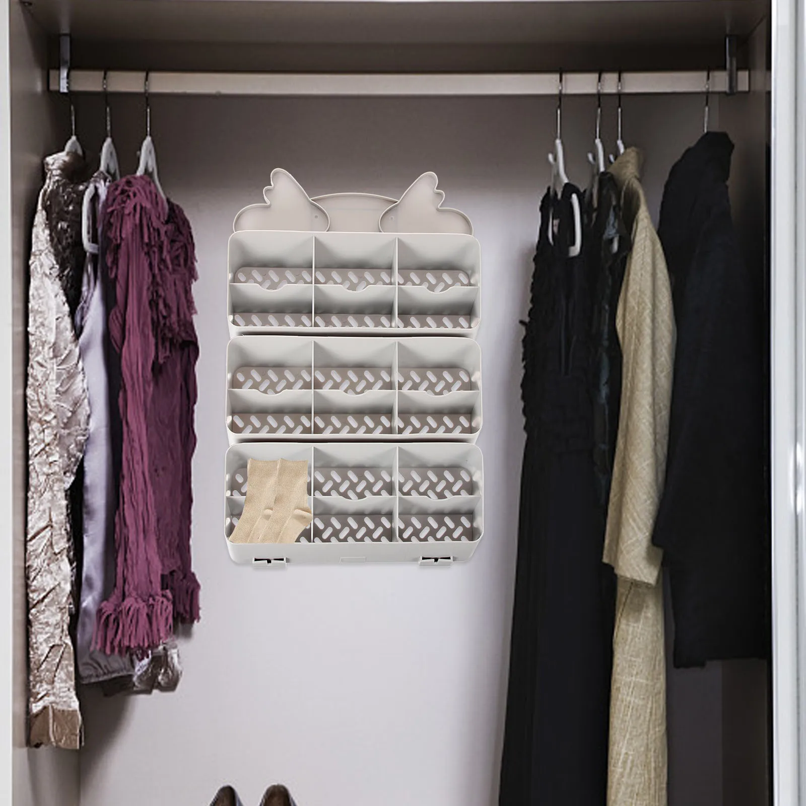 

Wall Mountable Storage Boxes Punch Free Hanging Closet ganizer Honeycomb Drawers Sock Underwear Panties Compartment Home Saving