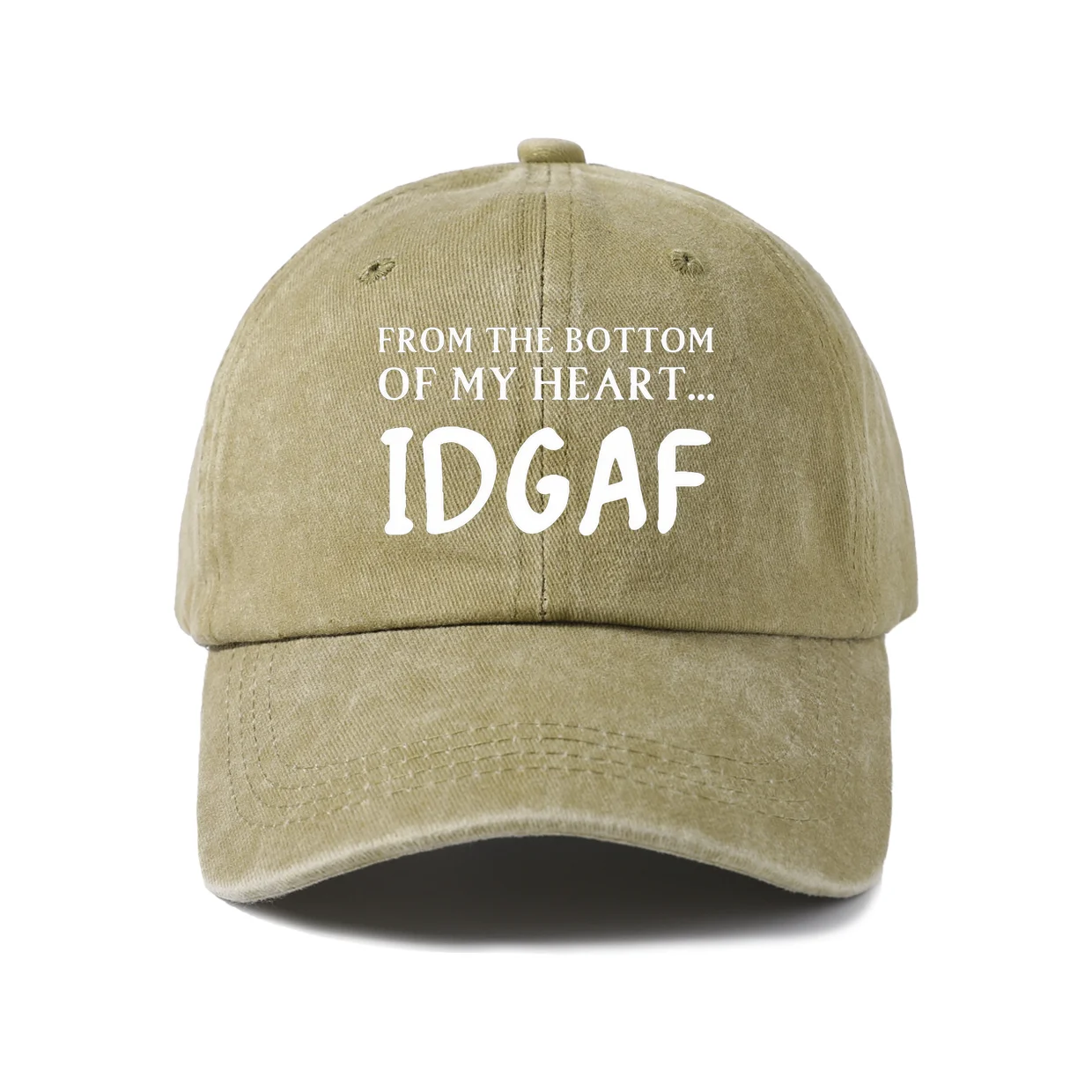 From Bottom Heart IDGAF Graphic Vintage Washed Baseball Cap, Adjustable Unisex Dad Hat, Casual Gift