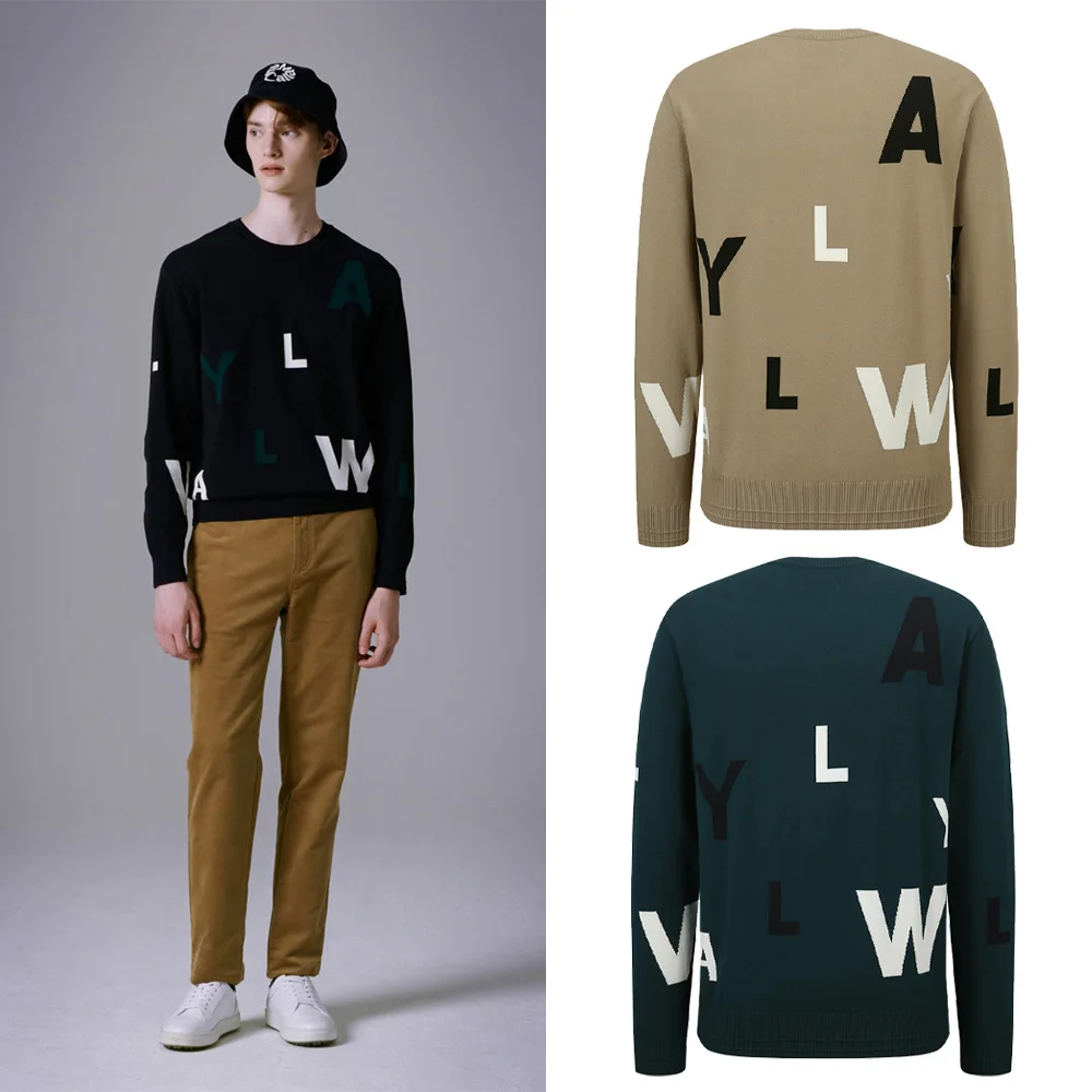 "Fashionable and Simple Men's Knitted Sweater! New Style! Luxury Brand, Versatile Letter Golf Wear, A Must-have for Autumn!"