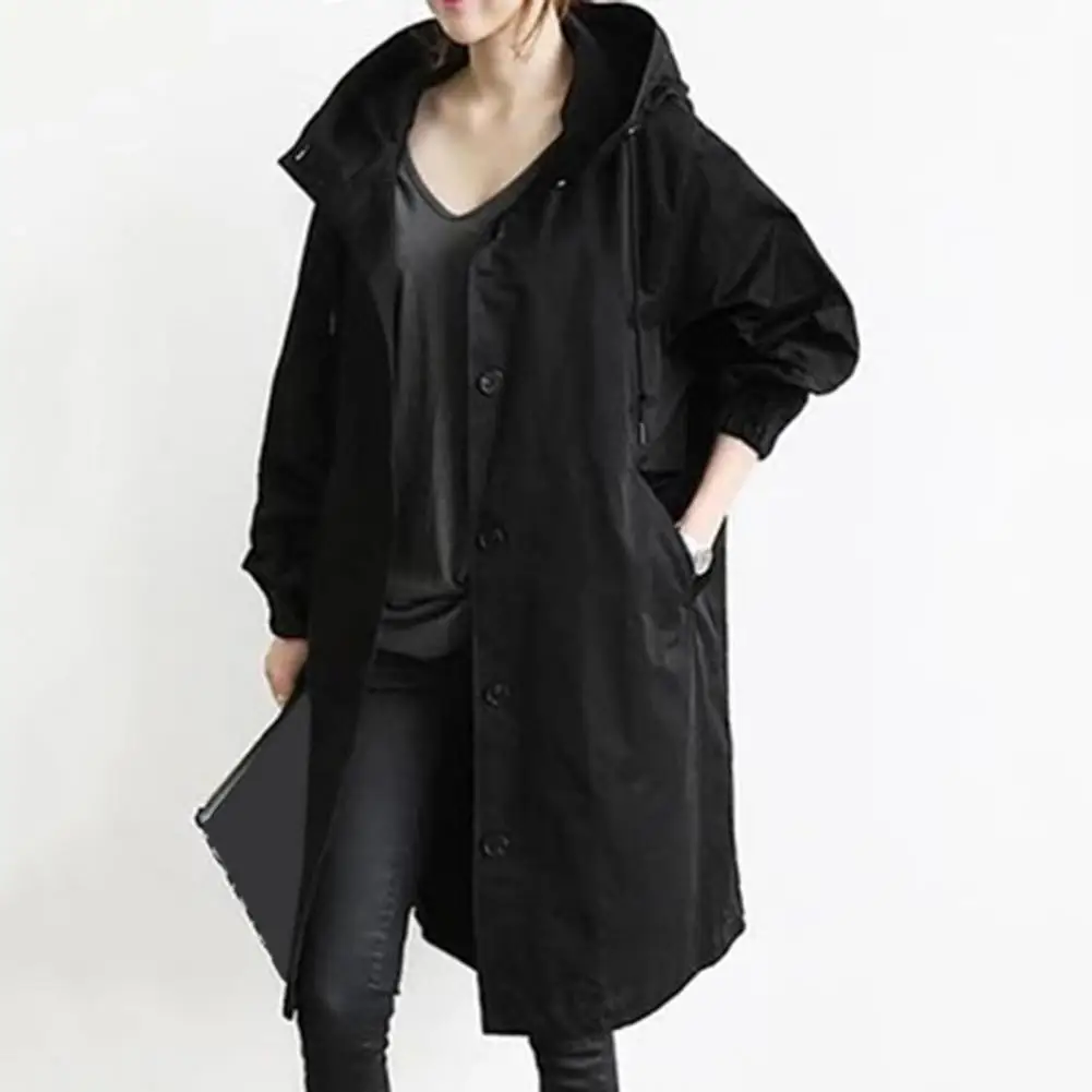 Trench elegante da donna doppio petto leggero antivento Plus Size Trenchcoat di media lunghezza tinta unita