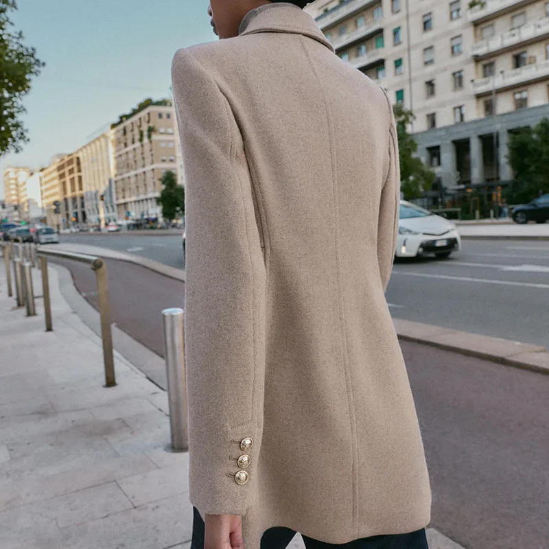 New Arrival Autumn Women's Double-Breasted Short Coat Jacket Standard Fit Commute Style Long Sleeve Flip Collar Medium-Length