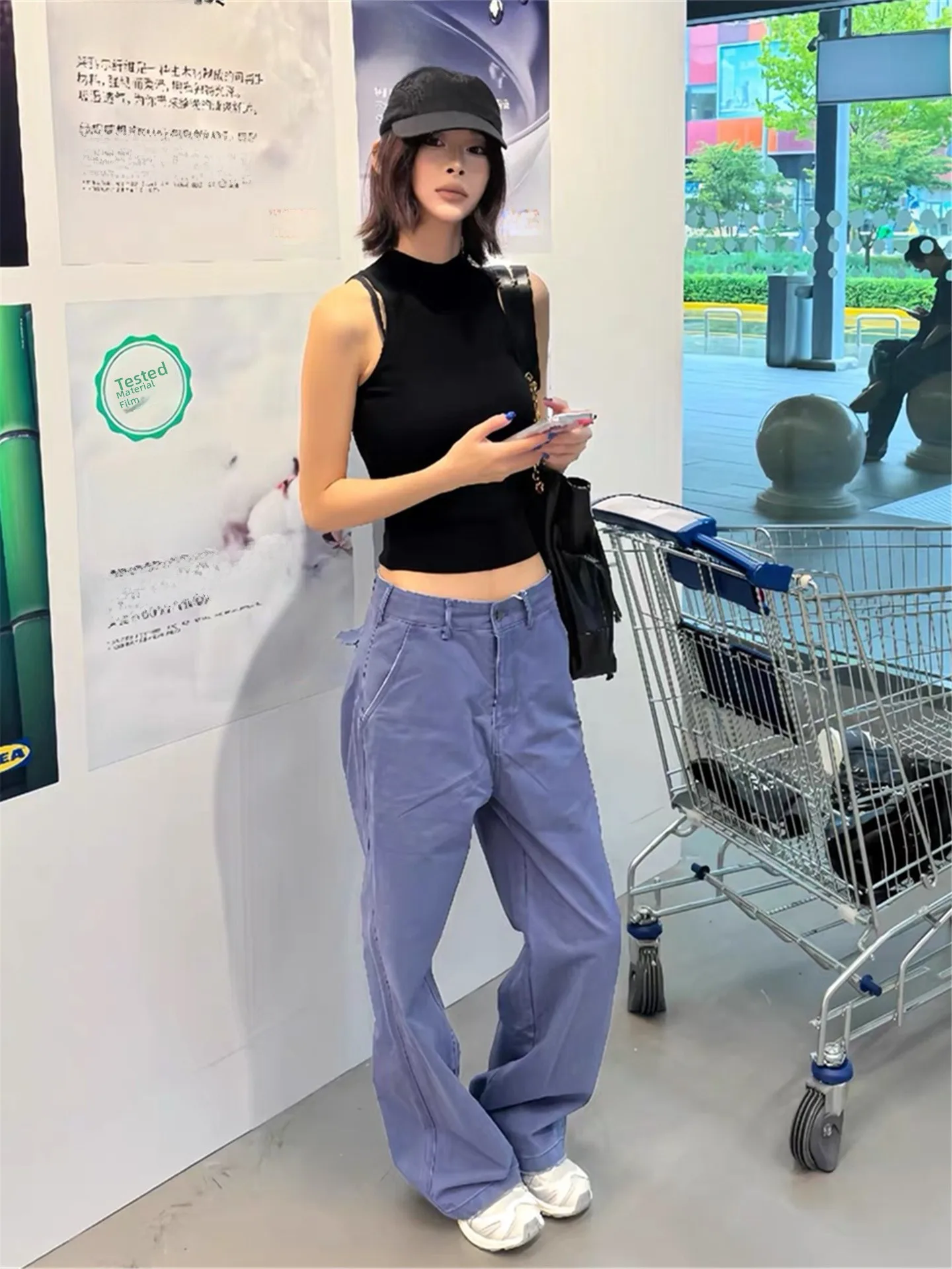 

American Vibe Retro Workwear Wide Leg Denim Jeans Women's Loose Drapey High Length Floor-Length Pants Spring Cotton Casual