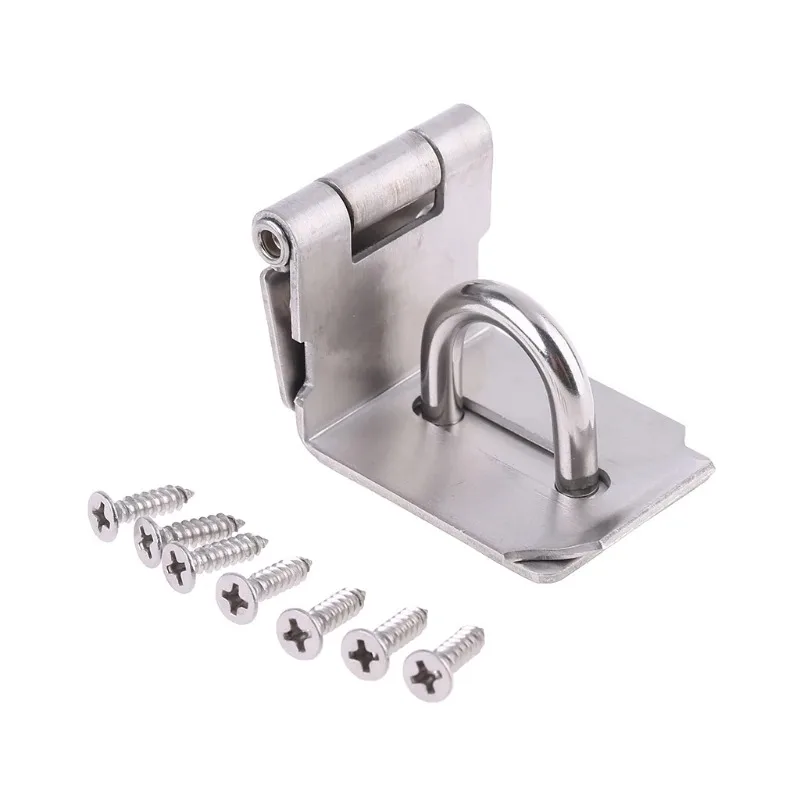 1 Set Stainless Steel Padlock Clasp Gate Hasp Staple Door 90 Degrees Latches Lock Shed Latch Household Burglar-proof Hardware