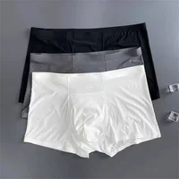 3 Pc Summer Ice Silk Underwear Men Sexy Boxers Seamless Male Underpants Plus Size Ultra-thin Trunk Shorts 3