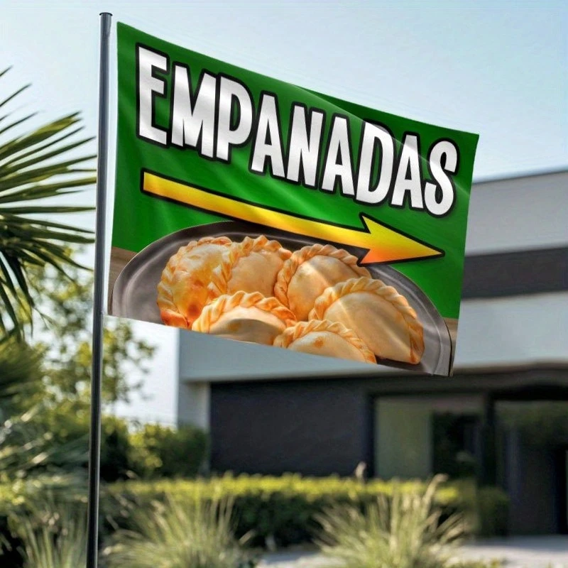 Bandera de la tienda Empanadas de 1 pieza: pancarta publicitaria de gran tamaño para exteriores y escaparate, verde vibrante con blanco