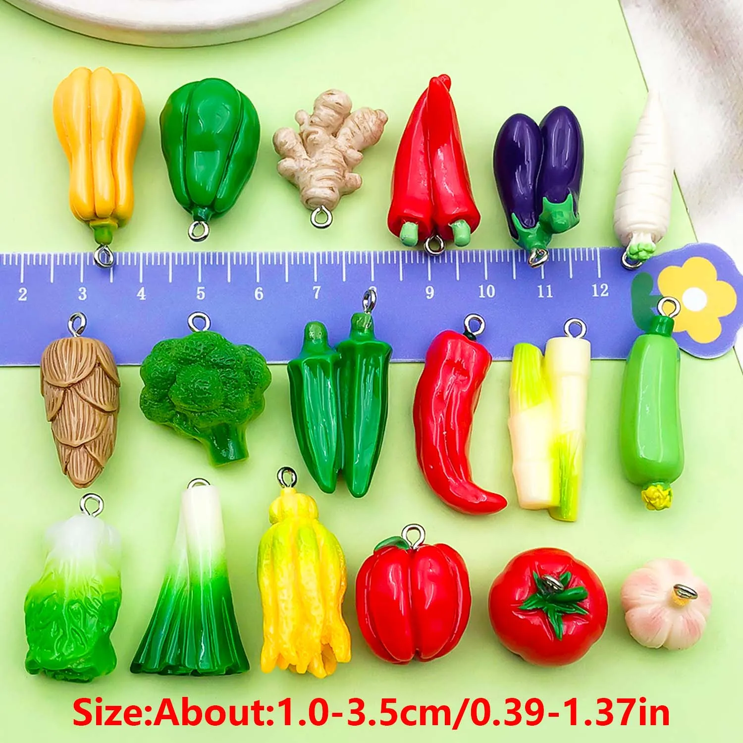 10/20pcs Resin Vegetable Charms Pumpkin, Tomato, Pepper, Garlic, Ginger, Eggplant Pendants for DIY Jewelry Making Accessories